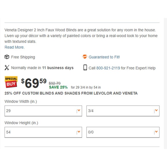 Custom White Cordless 2" Faux Wood Blinds, Room Darkening - 29-3/4"W x 54"L - Picture 2 of 8